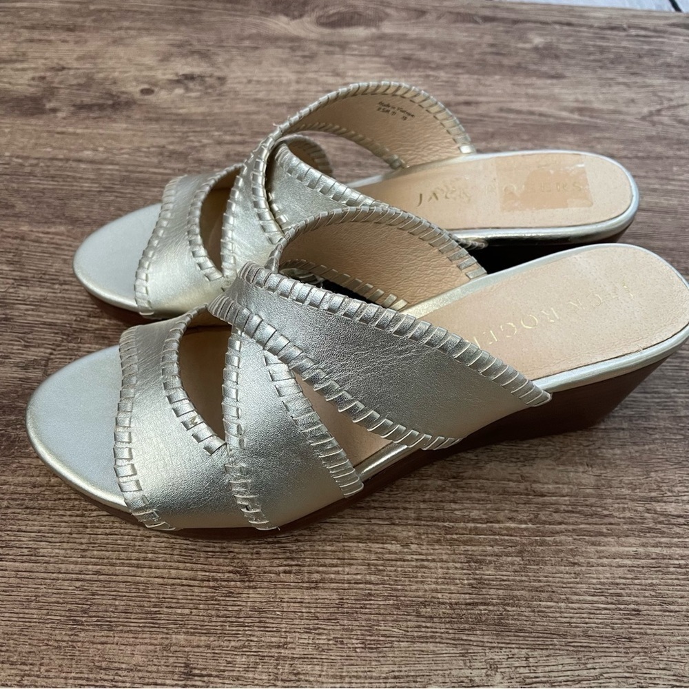 Jack Rodgers Cross Strap Wedge Sandals Size 8.5